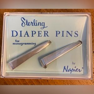 Vintage sterling silver diaper pins for monogramming.
